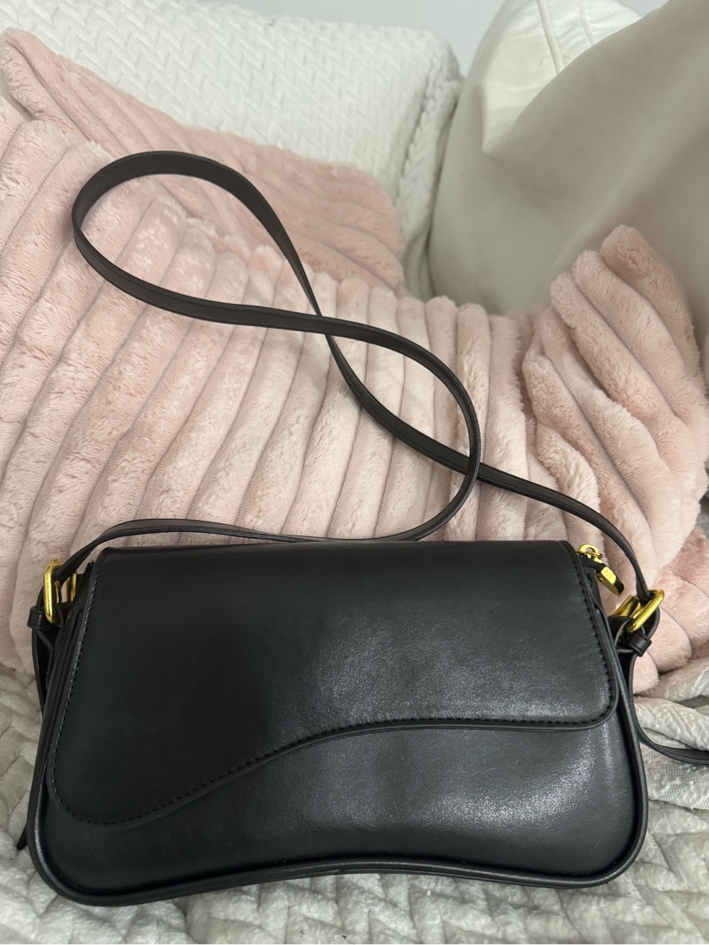 Classic Black Leather Crossbody Bag